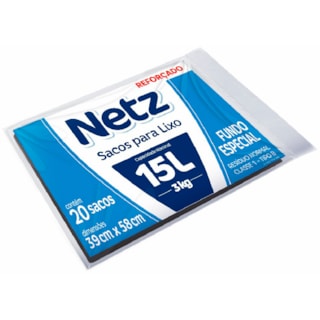 Saco de Lixo Netz Reforçado Almofada 15L 20Un