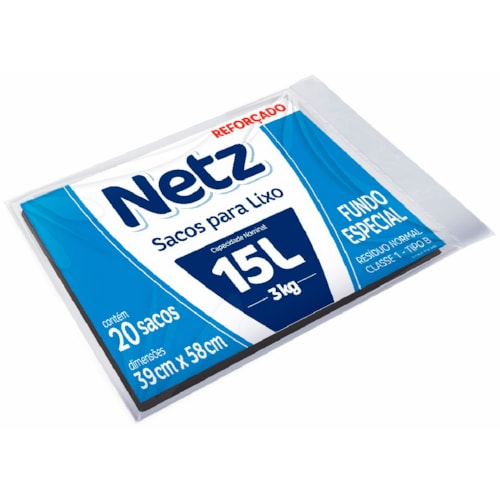Saco de Lixo Netz Reforçado Almofada 15L 20Un