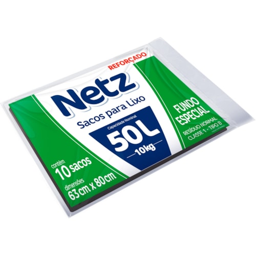 Saco de Lixo Netz Reforçado Almofada 50L 10Un