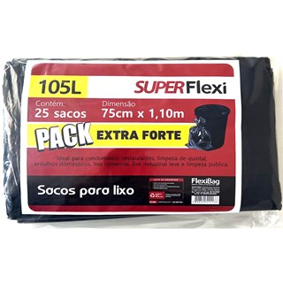 Saco de Lixo Super Flexi Extra Forte 105L 25Un