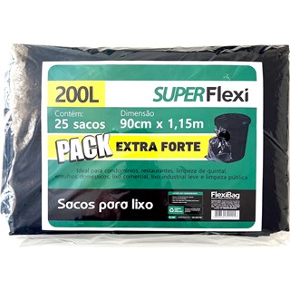 Saco de Lixo Super Flexi Extra Forte 200L 25Un