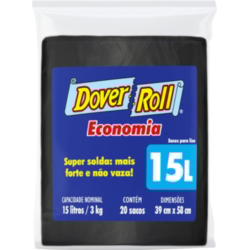 Saco Dover Roll de Lixo Economia 15L 20Un