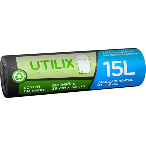 Saco Utilix De Lixo Rolo 15L 60Un