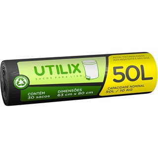 Saco Utilix De Lixo Rolo 50L 30Un