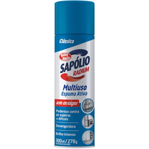 Saponáceo Sapólio Radium Clássico Multiuso Espuma Ativa Aerossol 300ml