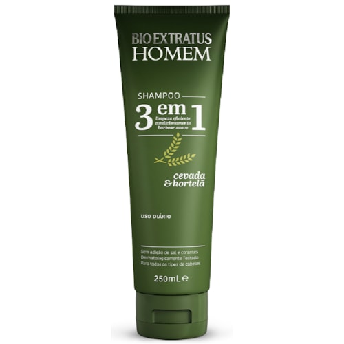 Shampoo Bio Extratus Homem 3 em 1 Cevada & Hortelã 250ml