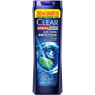 Shampoo Clear Men Anticaspa Ice Cool Menthol Leve 200ml Pague 170ml