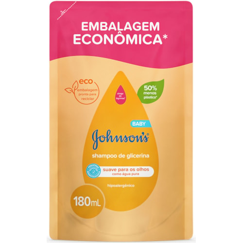 Shampoo Johnson's Baby de Glicerina Sachê Refil 180ml