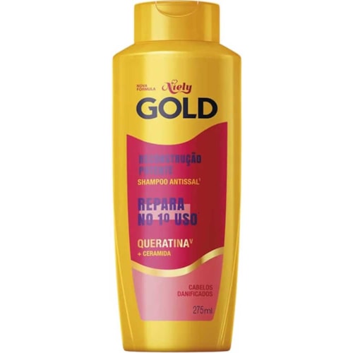 Shampoo Niely Gold Reconstrução Queratina 275ml