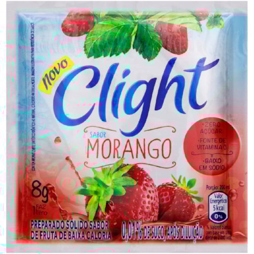Suco em Pó Clight Zero Morango 8g