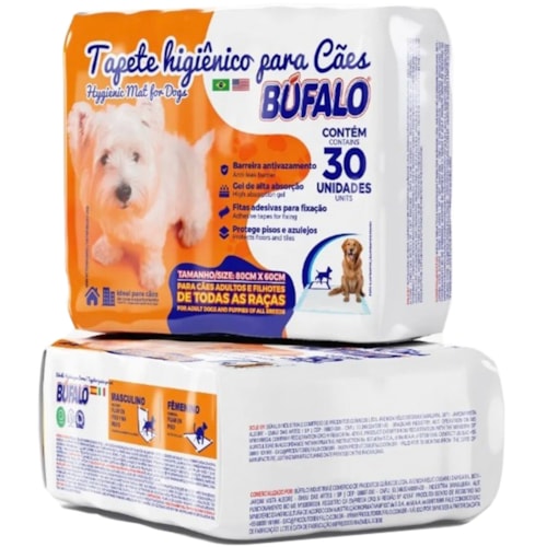 Tapete Higiênico Búfalo Para Pets 80x60cm 30Un