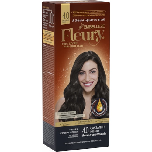 Tinta de Cabelo Fleury Embelleze Castanho Médio 4.0