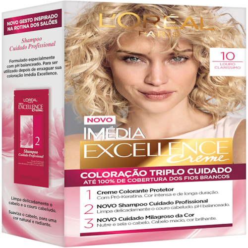 Tinta de Cabelo Imédia Excellence 10 Louro Claríssimo - Destro