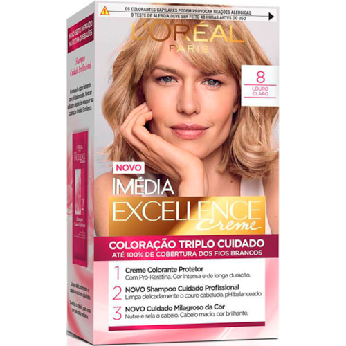 Tinta de Cabelo Imédia Excellence Louro Claro 8 - Destro