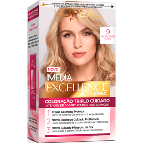 Tinta de Cabelo Imédia Excellence Louro Muito Claro 9 - Destro