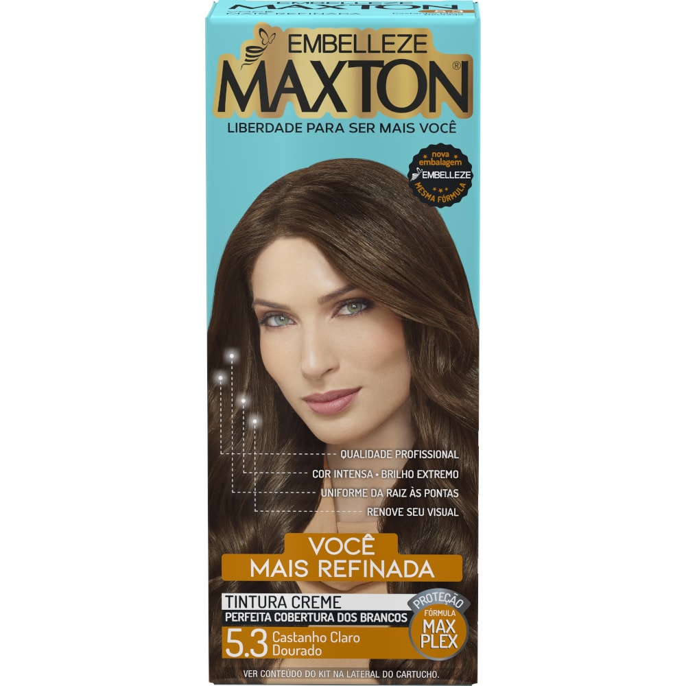 Tinta de Cabelos Maxton Castanho Claro Dourado 5.3 - Destro
