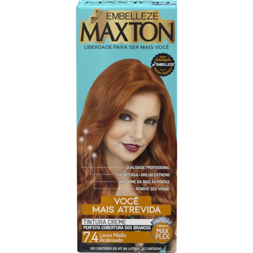 Tinta de Cabelos Maxton Louro Médio Acobreado 7.4