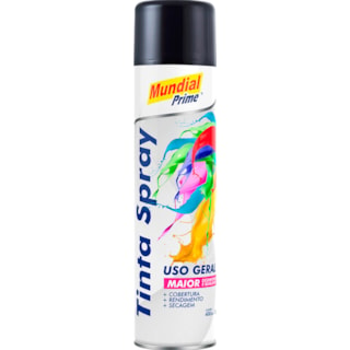 Tinta Spray Mundial Prime Preto Brilhante 400ml