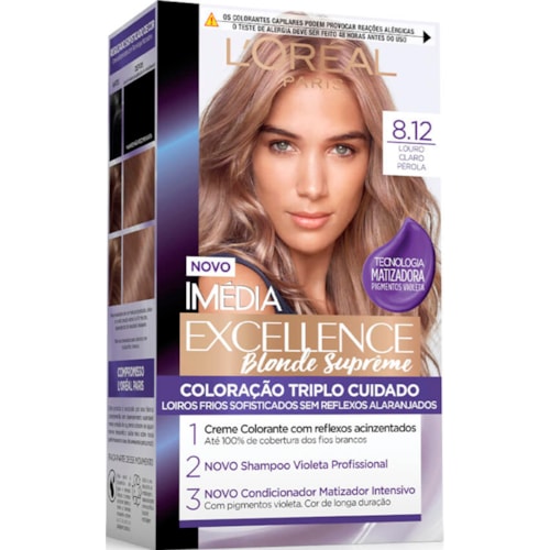 Tintura Imedia Excellence Blonde Supreme Louro Claro Pérola 8.12