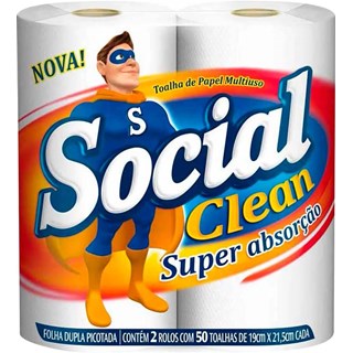 Toalha de Papel Social Clean 100FL Promo 2 Unidades