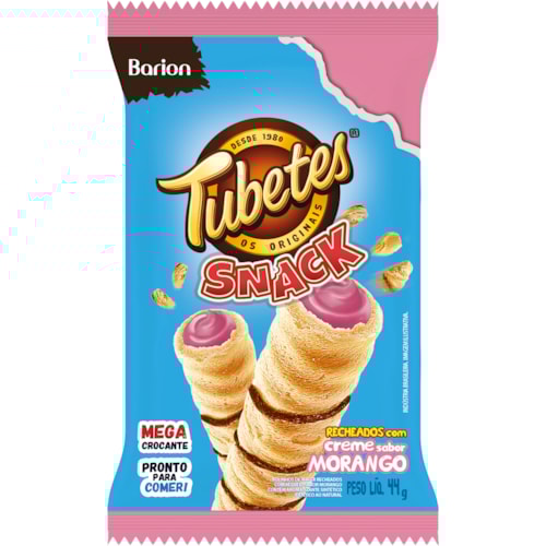 Tubetes Barion Wafer Snack Morango 40g