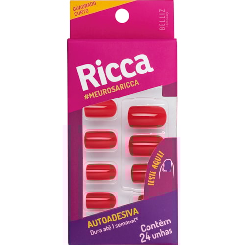 Unhas Postiças Ricca Autoadesivas Rosa 1847