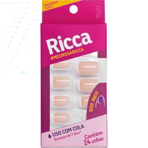 Unhas Postiças Ricca Francesinha Rosa 1338