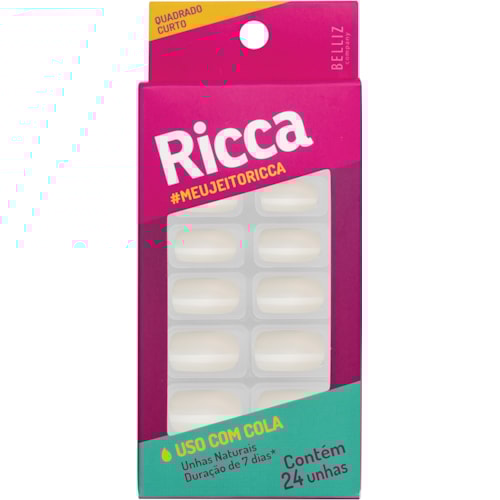 Unhas Postiças Ricca Naturais Quadrado Curto 1336