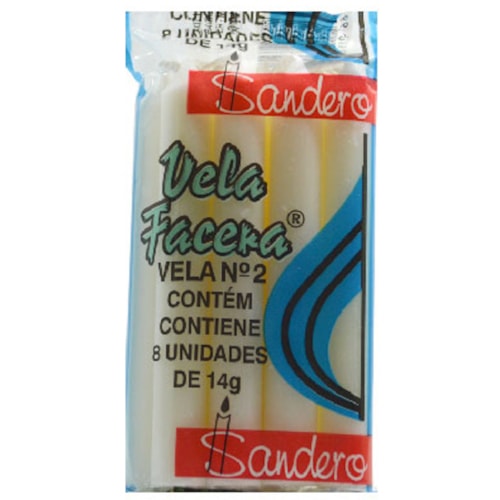 Vela Sandero Facera Branca N2 14g 8 unidades