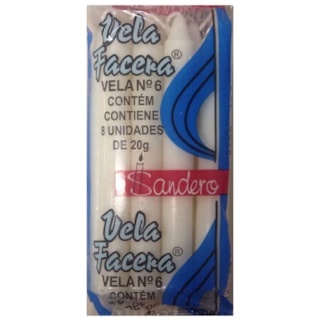 Vela Sandero Facera Branca N7 235g 8 unidades
