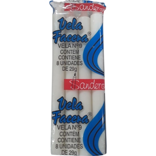 Vela Sandero Facera Branca N9 29g 8 unidades