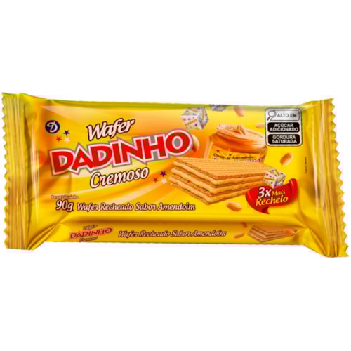 Wafer Dadinho Recheio Sabor Tradicional Cremoso 90g
