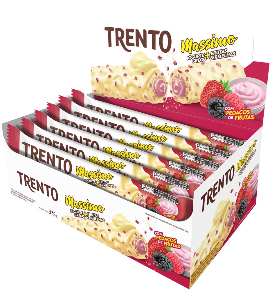 Wafer Trento Massimo Iogurte Grego e Frutas Vermelhas 25g - Destro